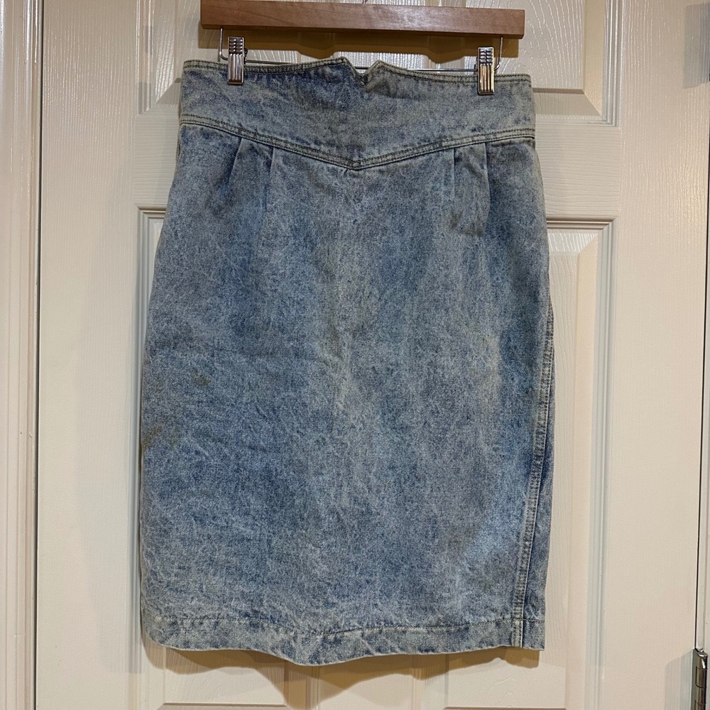 Vintage Roberto Orsini Acid Wash Denim Pencil Skirt High Waist Blue Size 13/14‎
